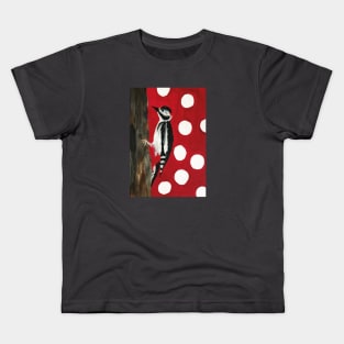 Woodpecker Red with White Dots Painting Kids T-Shirt